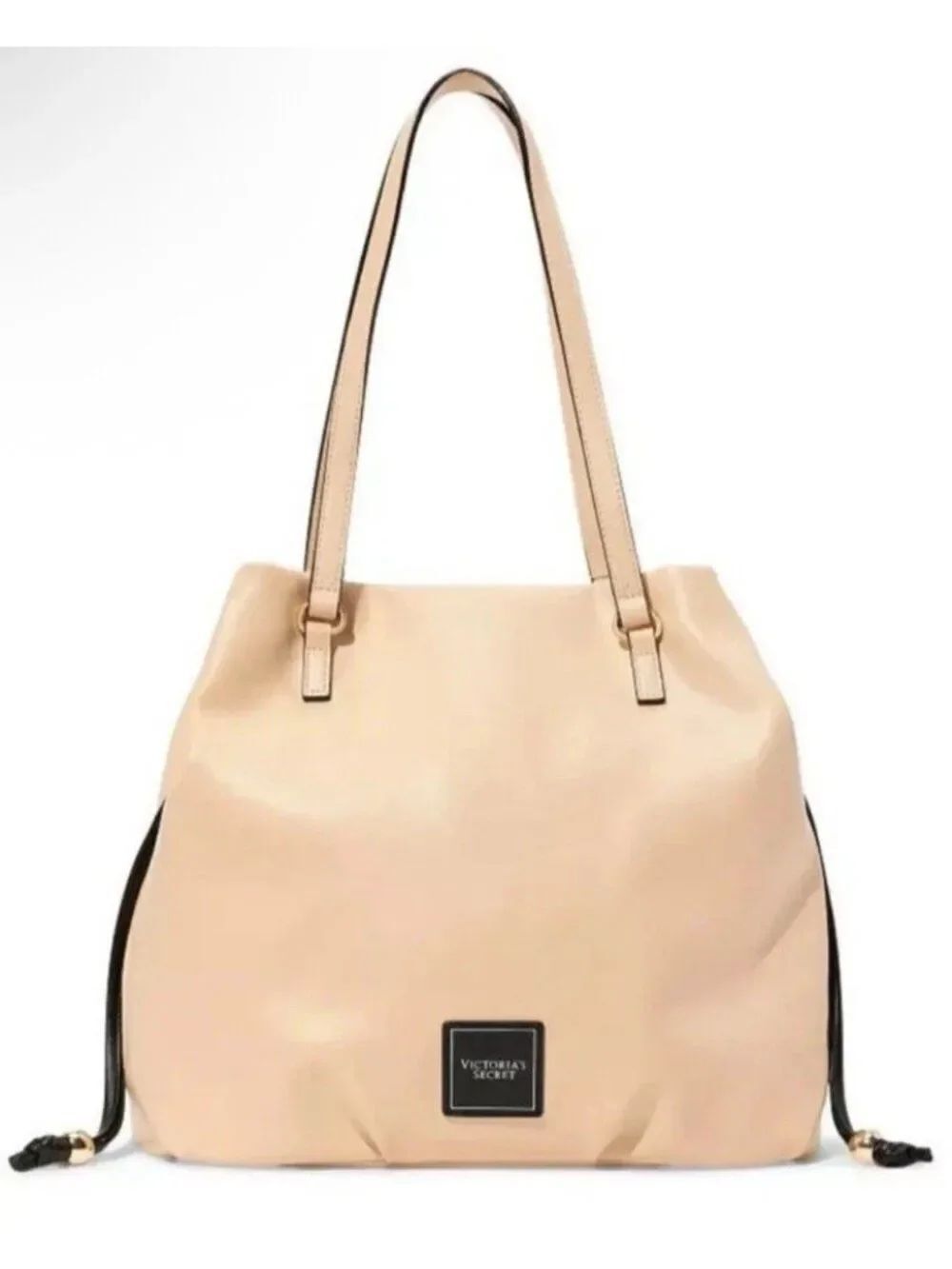 Victorias Secret Cinch Top Bare Cream Tote Shoulder Bag Handbag Logo Purse NWT